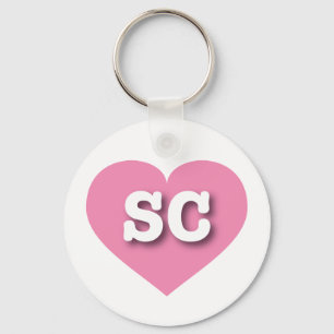 I love South Carolina - SC pink heart Keychain