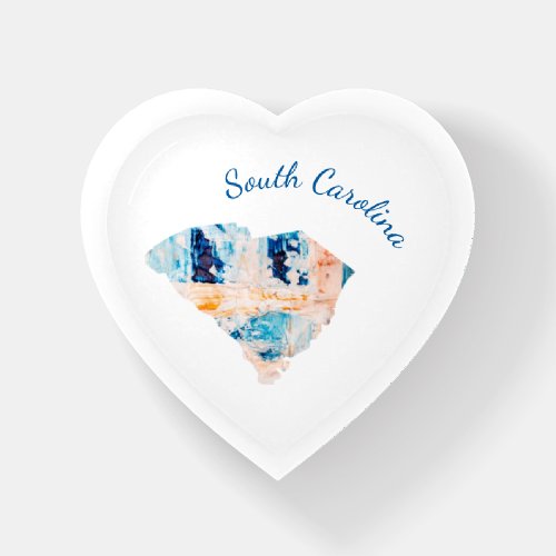 I Love South Carolina State Outline Abstract Heart Paperweight