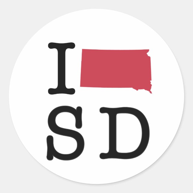 I Love South Dakota Classic Round Sticker (Front)