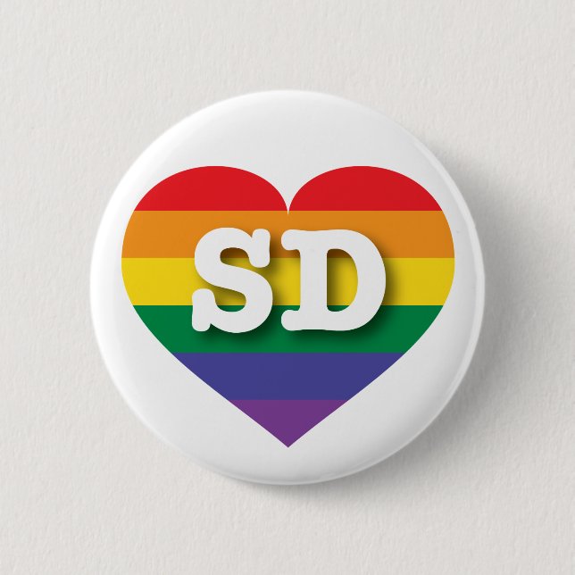 I Love South Dakota Rainbow Heart Button (Front)