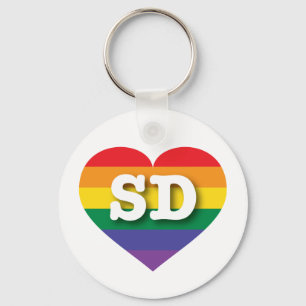 I Love South Dakota Rainbow Heart Keychain