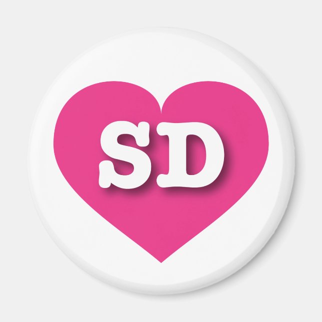 I love South Dakota - SD hot pink heart Magnet (Front)