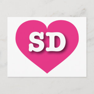I love South Dakota - SD hot pink heart Postcard