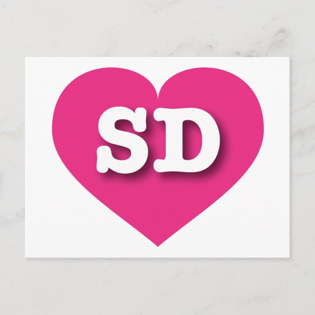 I love South Dakota - SD hot pink heart Postcard (Front)