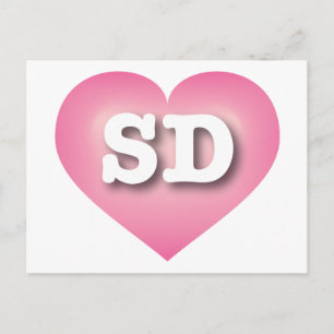 I love South Dakota - SD pink fade heart Postcard