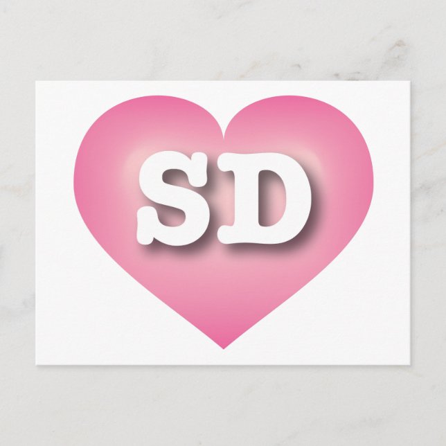 I love South Dakota - SD pink fade heart Postcard (Front)