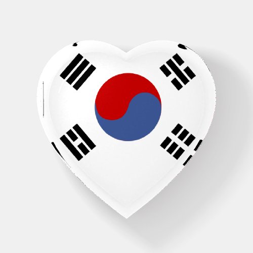 I Love South Korea South Korean Flag Heart Shaped Paperweight