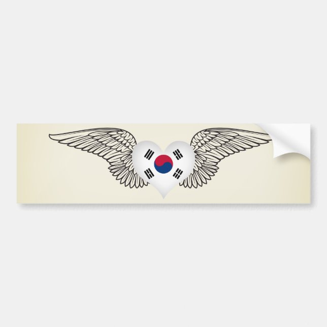 I Love South Korea -wings Bumper Sticker (Front)