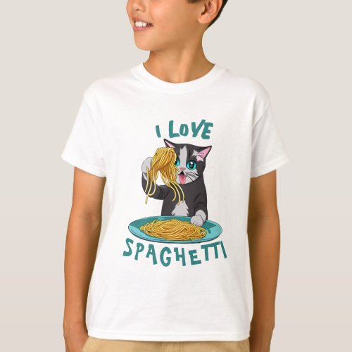 I Love Spaghetti Cat T_Shirt