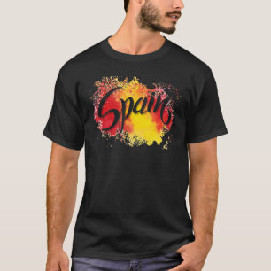 I Love Spain Flag Illustration Art Barcelona Madri T-Shirt