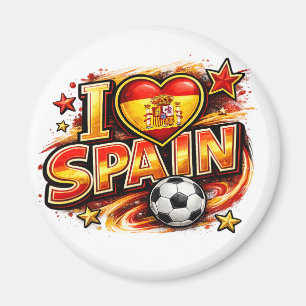I Love Spain Soccer Fan Patriotic Spain Foot Magnet