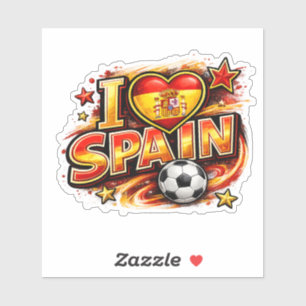 I Love Spain Soccer Fan    Patriotic Spain Foot Sticker
