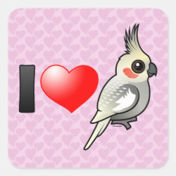 I Love Spangled Cockatiels Square Sticker