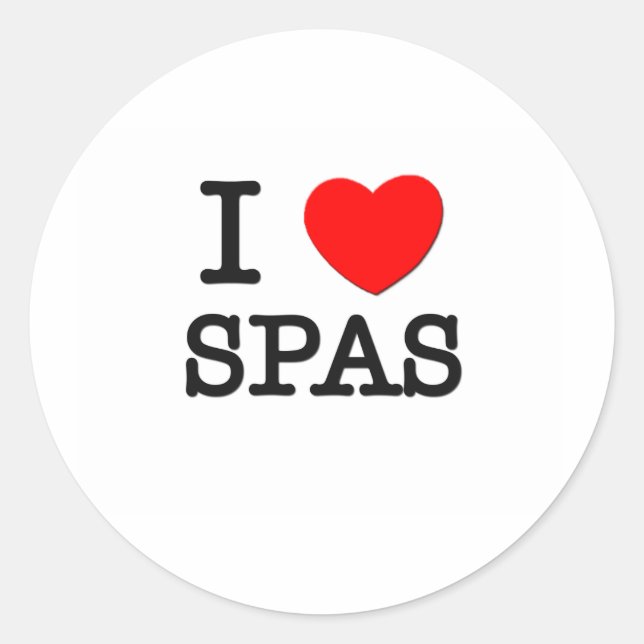 I Love Spas Classic Round Sticker (Front)