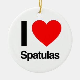 i love spatulas ceramic ornament