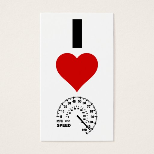 Customizable I Love Speed (Vertical) Business Card Templates