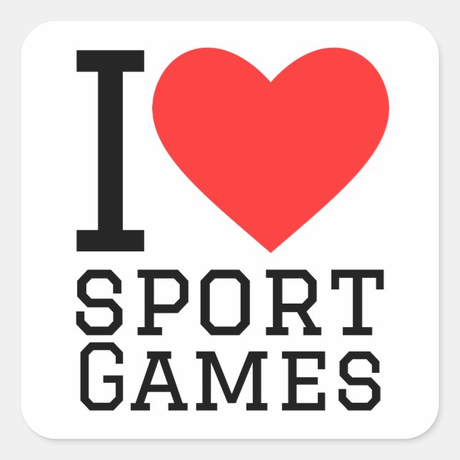 I love sport games square sticker (Front)