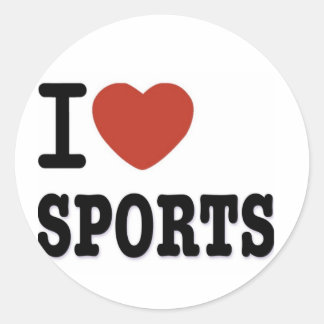 I LOVE SPORTS CLASSIC ROUND STICKER