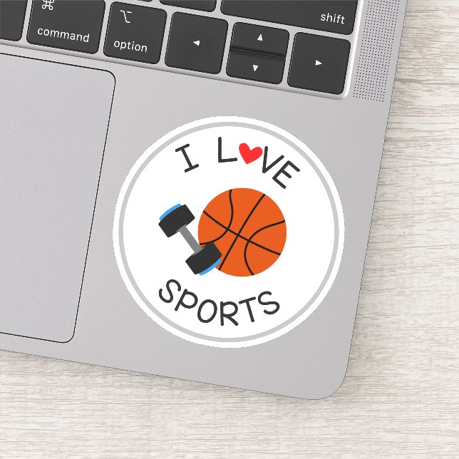 I Love Sports School Die Cut Sticker Decal (Detail)