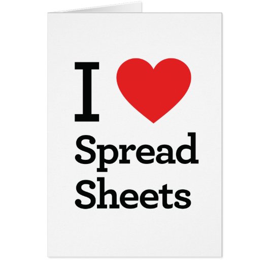 I Love Spreadsheets Cards (Front)