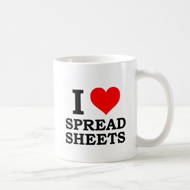 I Love Spreadsheets Coffee Mug (Right)