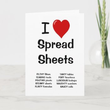 I Love Spreadsheets Greetings Card - Add A Caption by officecelebrity at Zazzle