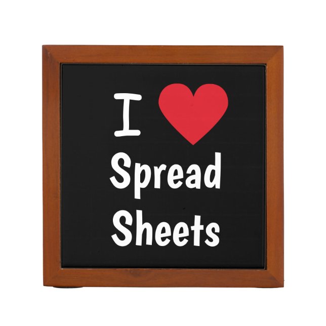 I Love Spreadsheets Heart Spreadsheets Office Gift Desk Organizer (Front)