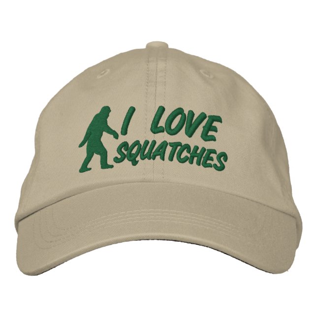 I love Squatches Embroidered Baseball Hat (Front)