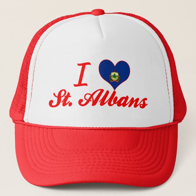 I Love St. Albans, Vermont Trucker Hat (Front)