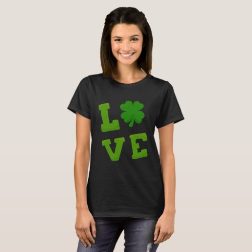 I Love St Patricks Day Shamrock T_Shirt
