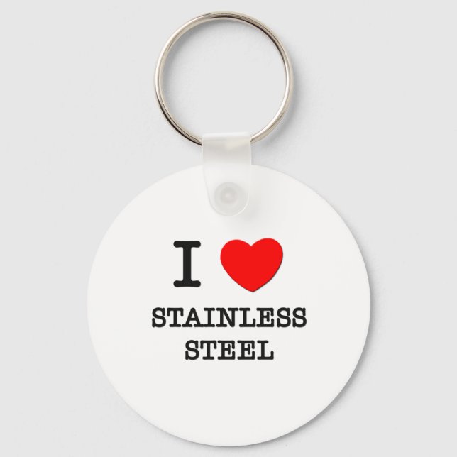 I Love Stainless Steel Keychain (Front)