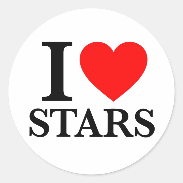 I Love Stars Classic Round Sticker (Front)