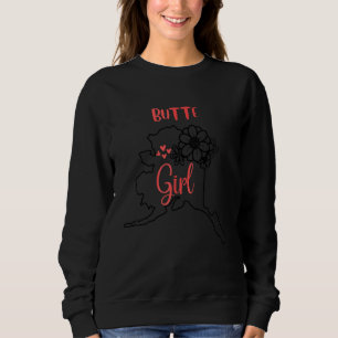 I Love State Of Alaska Flower Outline Butte City G Sweatshirt