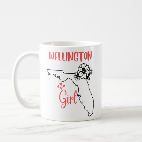 I Love State Of Florida Flower Outline Wellington  Coffee Mug