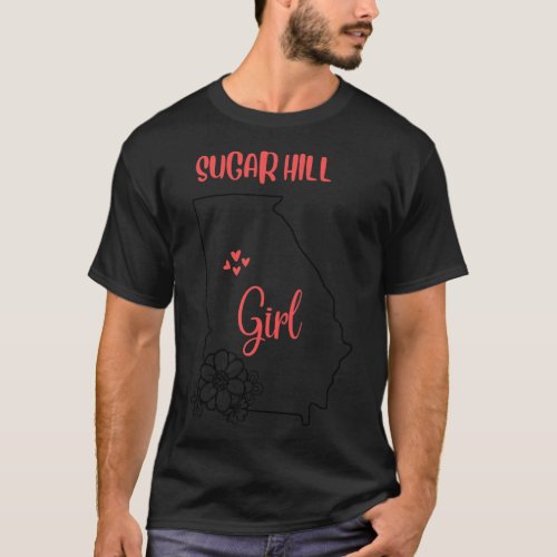 I Love State Of Georgia Flower Outline Sugarhill C T_Shirt