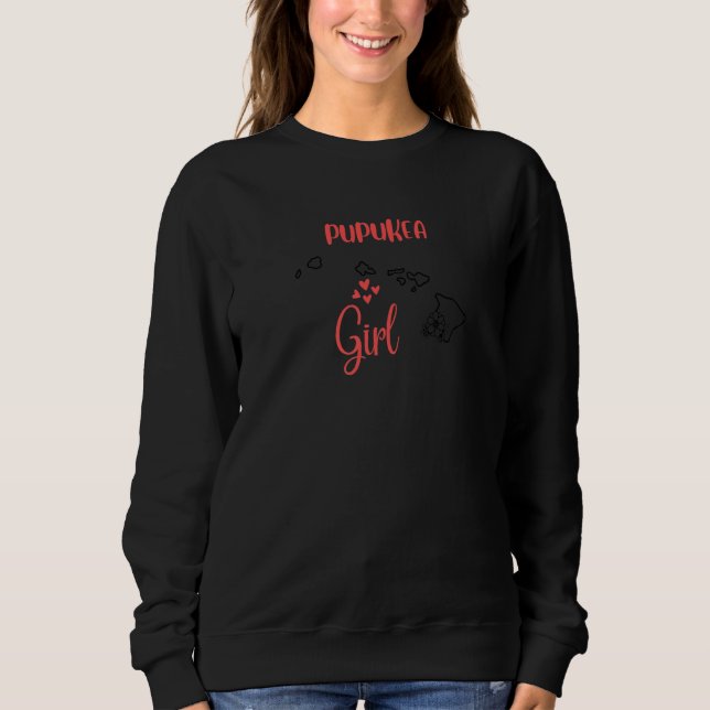 I Love State Of Hawaii Flower Outline Pupukea City Sweatshirt (Front)