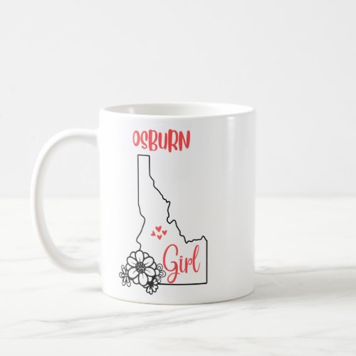 I Love State Of Idaho Flower Outline Osburn City G Coffee Mug