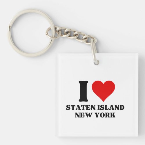 I Love Staten Island Heart Funny Keychain