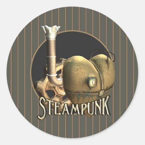 I Love Steampunk Brass Heart Classic Round Sticker