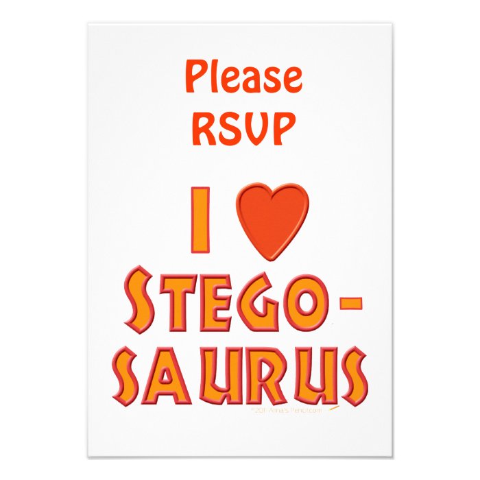 I Love Stegosaurus Dinosaur Lovers Invite