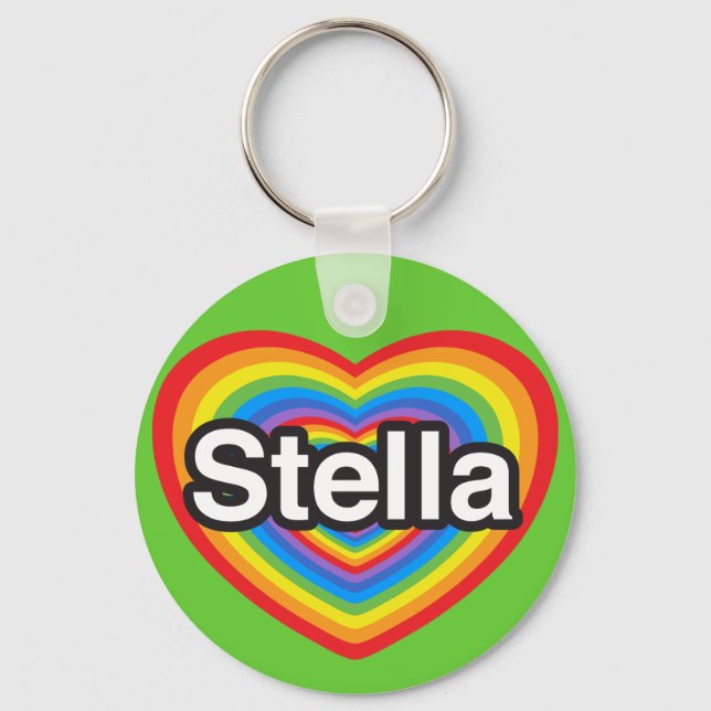 I love Stella. I love you Stella. Heart Keychain (Front)