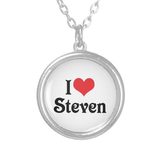 I Love Steven Silver Plated Necklace (Front)