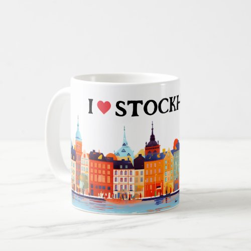 I Love Stockholm Painting  Travel  Coffee Coffee Mug