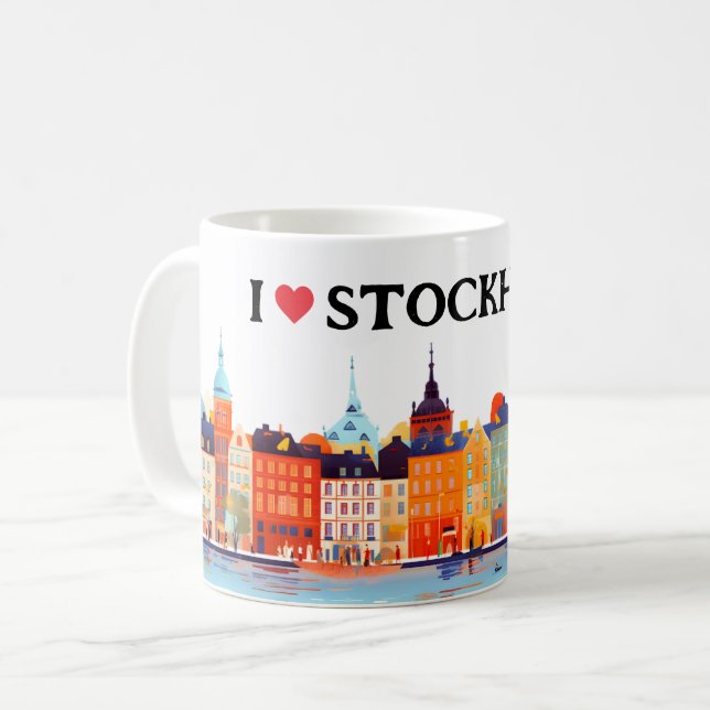 I Love Stockholm Painting | Travel | Coffee Mug (Front Left)