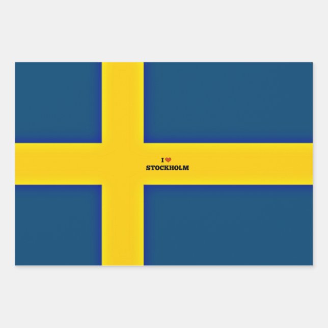 I Love Stockholm Wrapping Paper Sheets (Front)