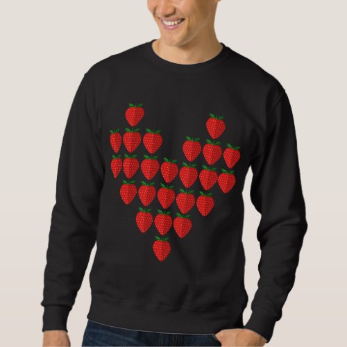 I Love Strawberries Berry Heart Fruit Art Sweatshirt