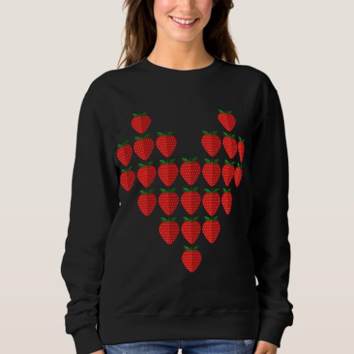 I Love Strawberries Berry Heart Fruit Art Sweatshirt