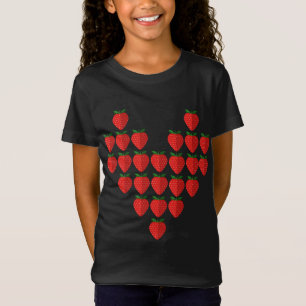 I Love Strawberries Berry Heart Fruit Art T-Shirt