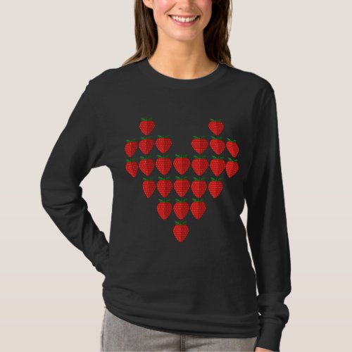 I Love Strawberries Berry Heart Fruit Art T_Shirt