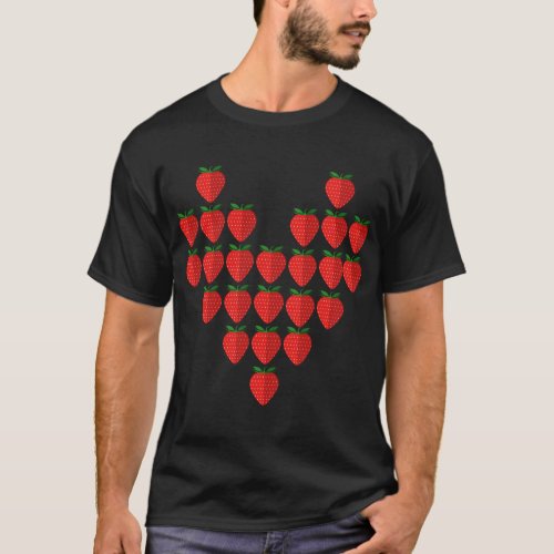 I Love Strawberries Berry Heart Fruit Art T_Shirt